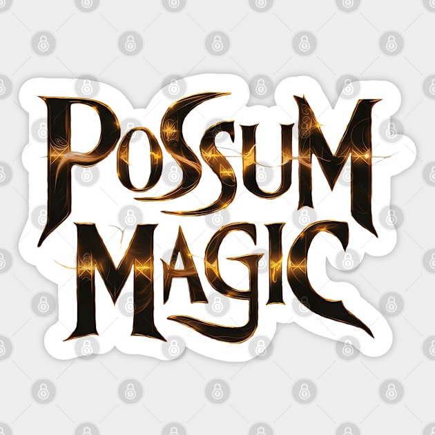 Mystical Possum: Golden Script Sticker by MakerMind8.2